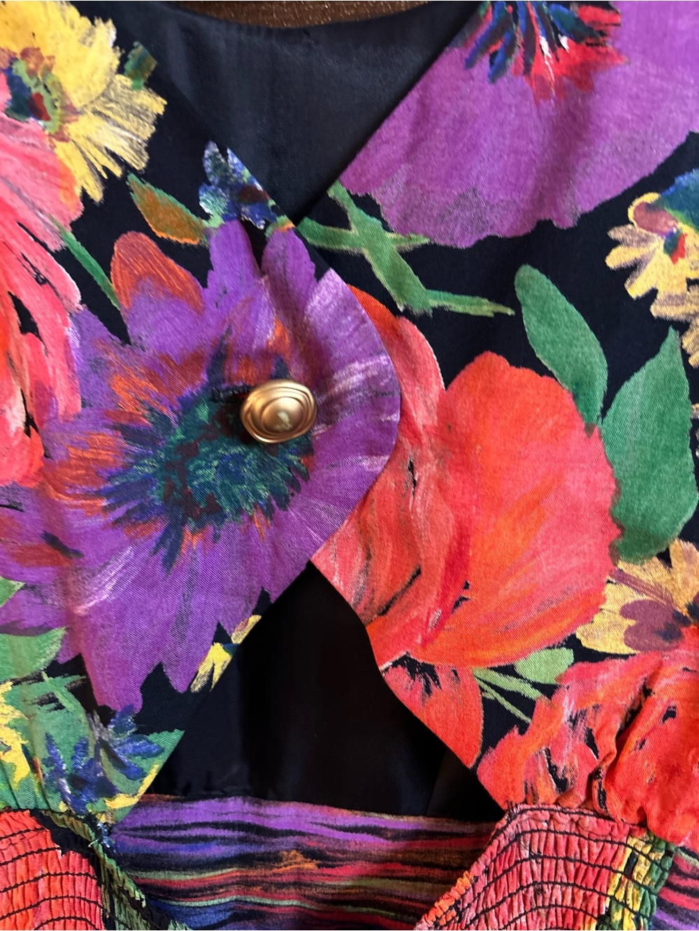 Floral Sleeveless Sheath Dress in Black with Multicolor Blooms Knee Length S 5/6 - Picture 3 of 7